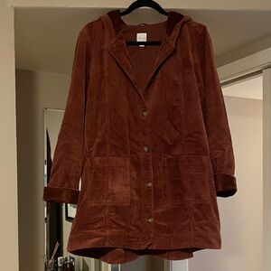 J. Jill Cinnamon Corduroy Hooded Jacket with velvet details